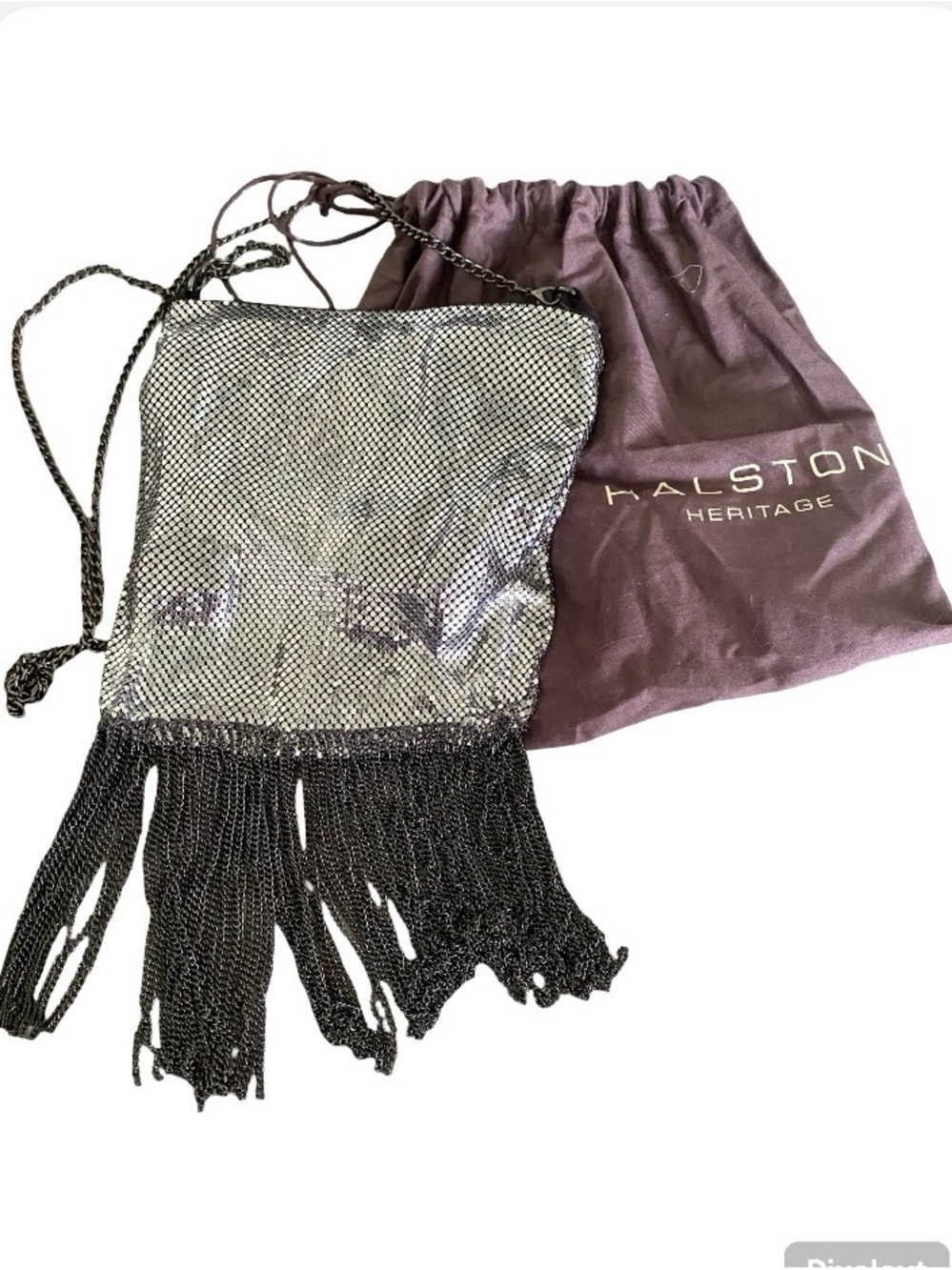H by Halston Silver Mesh Fringe Crossbody Bag